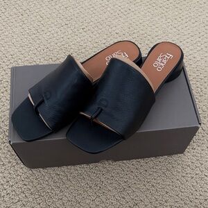 Franco Sarto Black Leather Slide Sandals